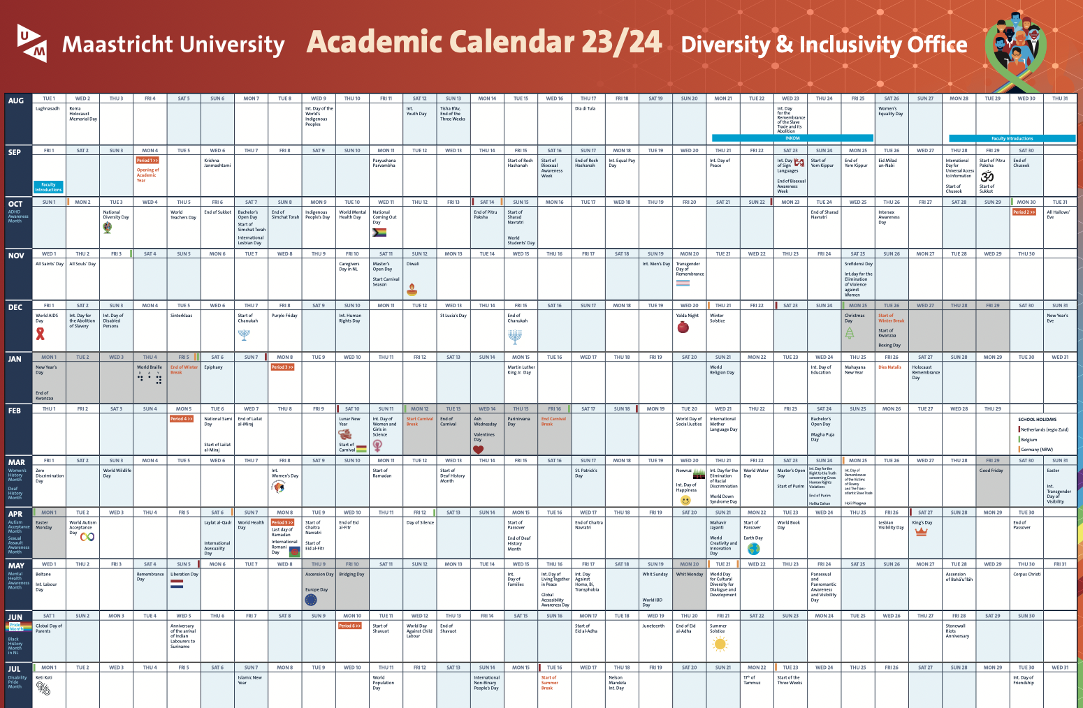 Screenshot of the D&I Academic Calendar 2023/24
