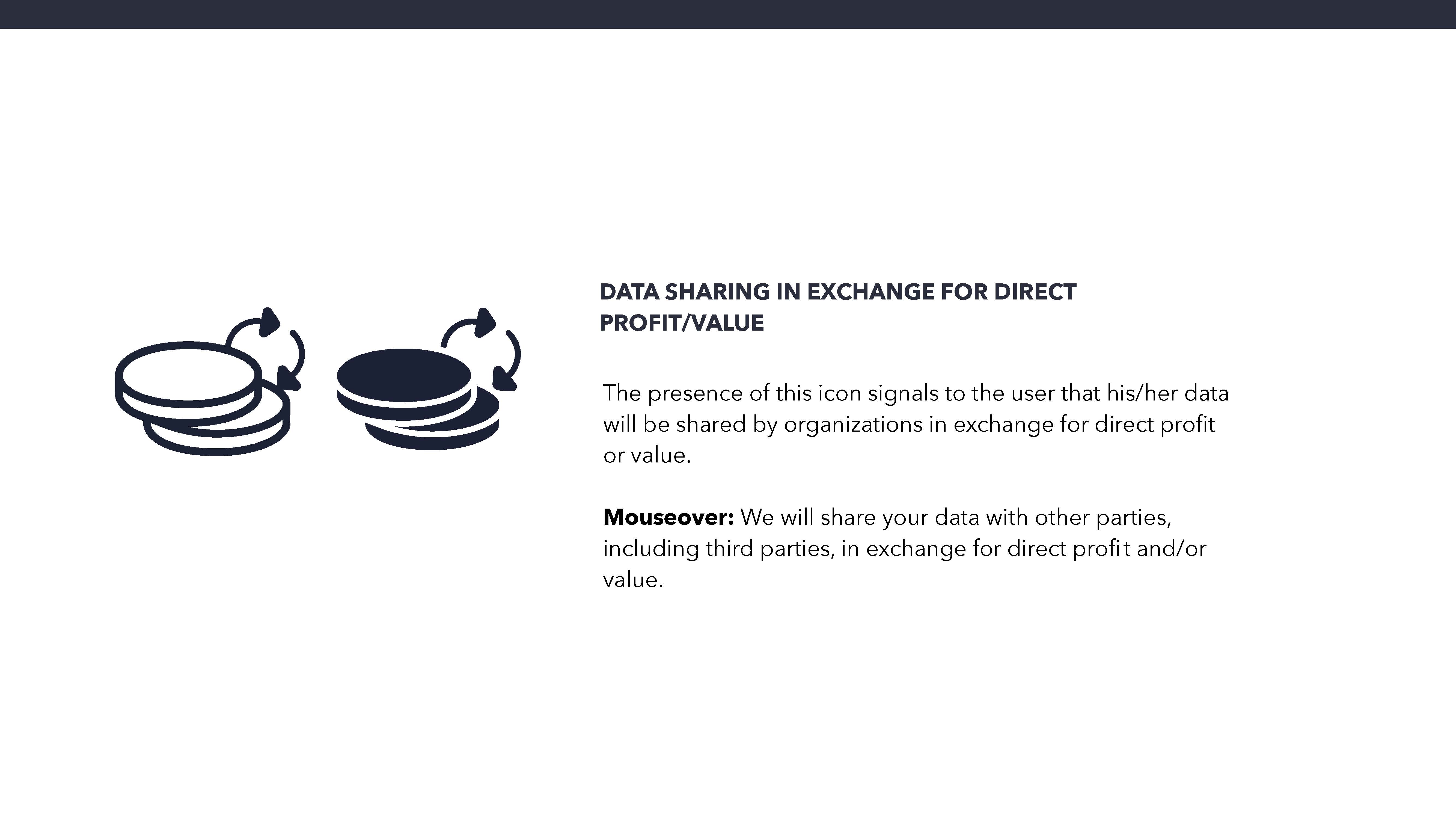 Data sharing in exchange for direct profit/value Icon