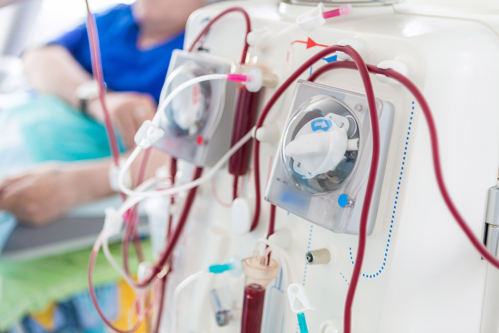 Dialysis patient in a hospital