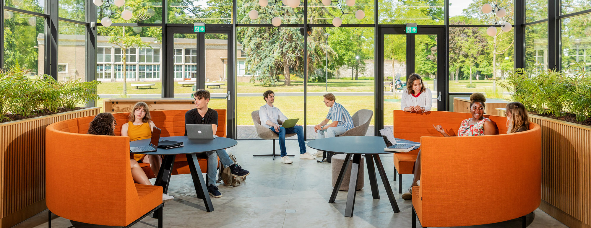 International students in a common room