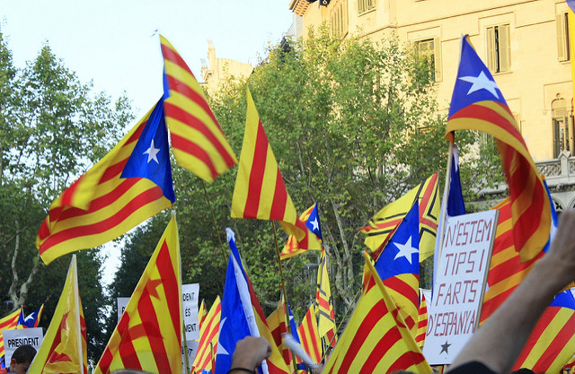 Protestors backing Catalan independence during a demonstration on 11 September 2012: The status of the region has emerged as an increasingly contentious issue in the past few years