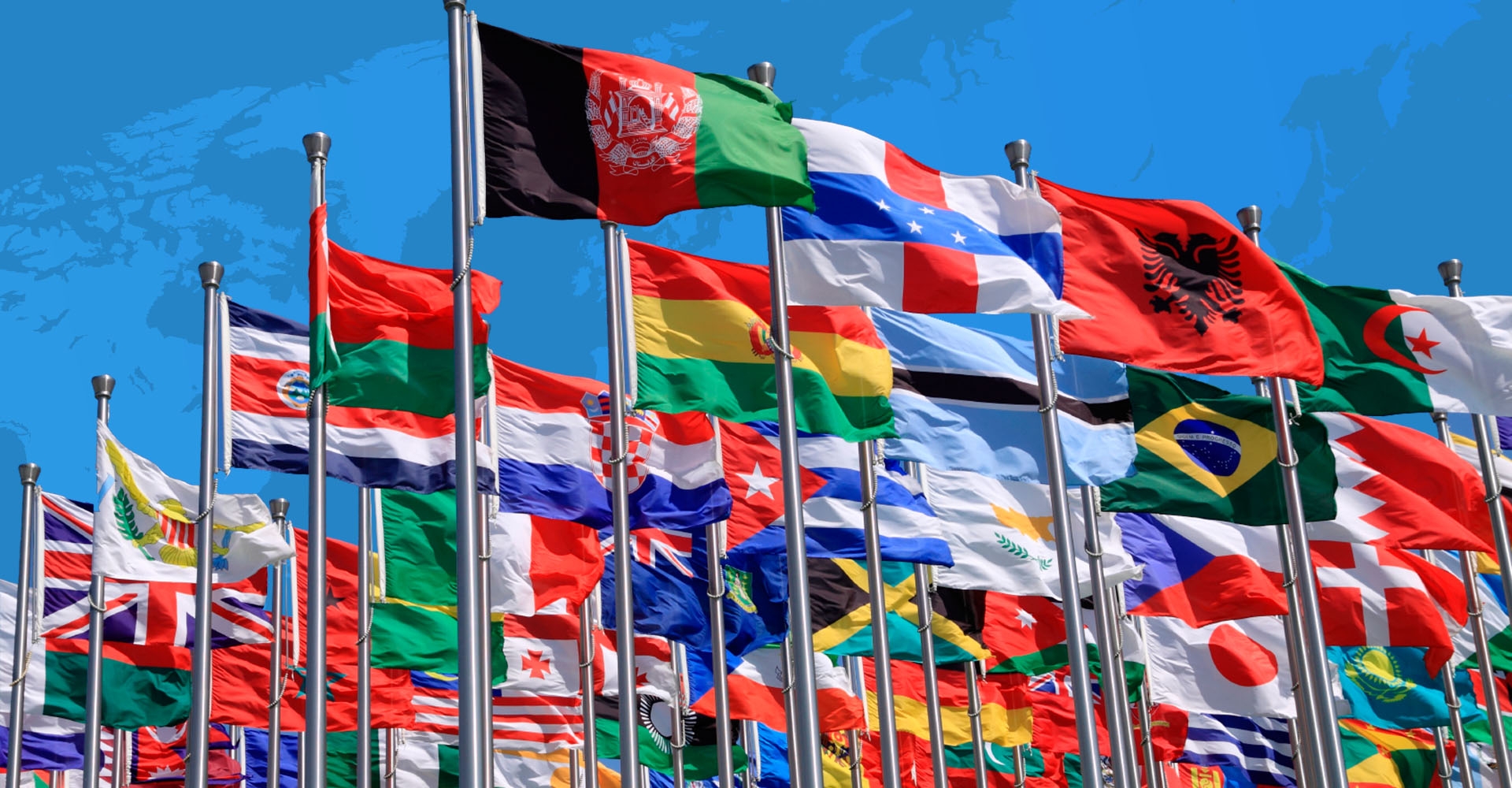 Flags of different countries from all over the world