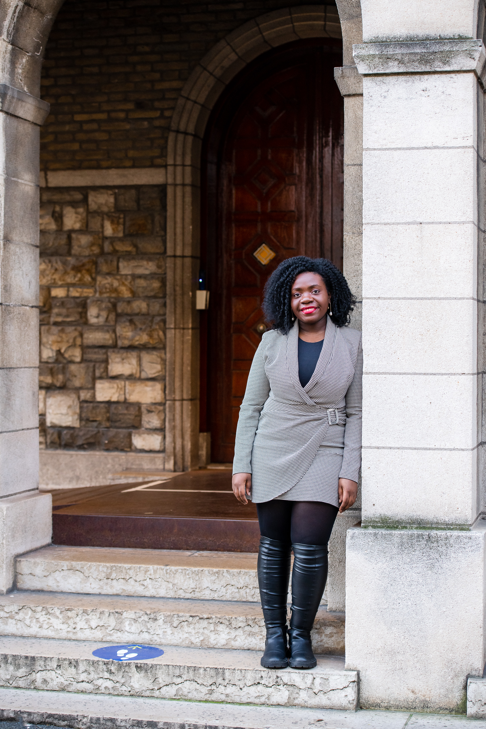 Nozizwe Dube in front of the Law faculty_doorstep