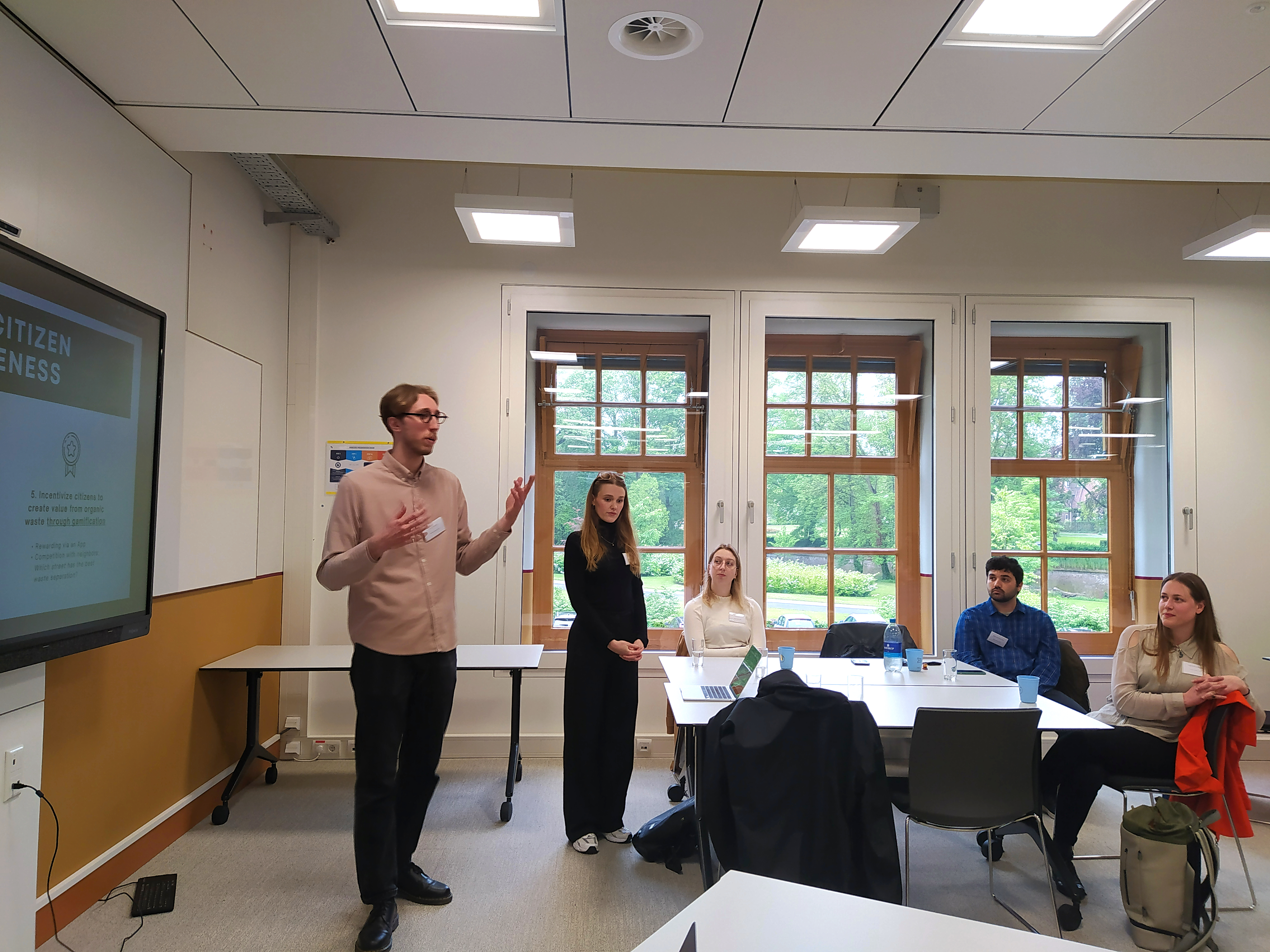 students presenting in a classroom