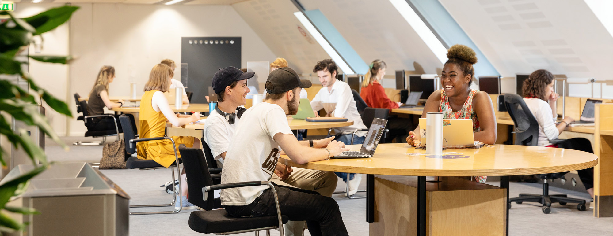 International students in a common room