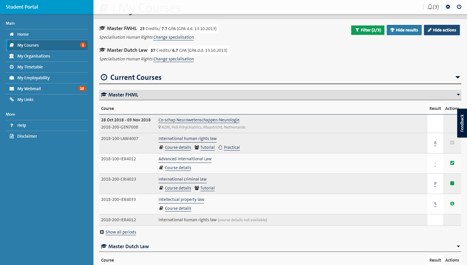 Instructions My Courses - Maastricht University