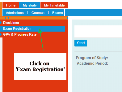 student portal exam registration