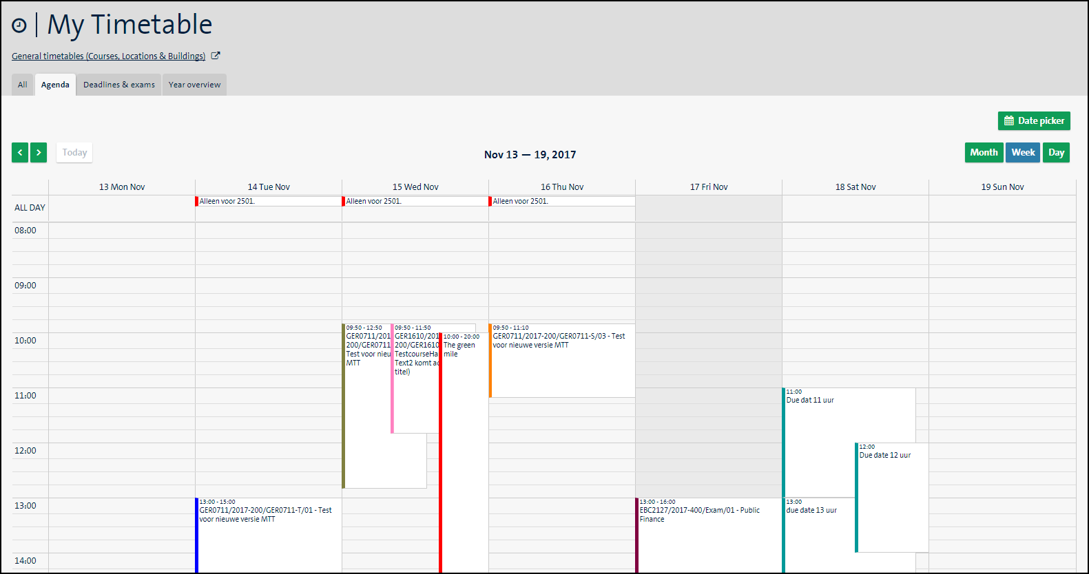 student portal my timetable