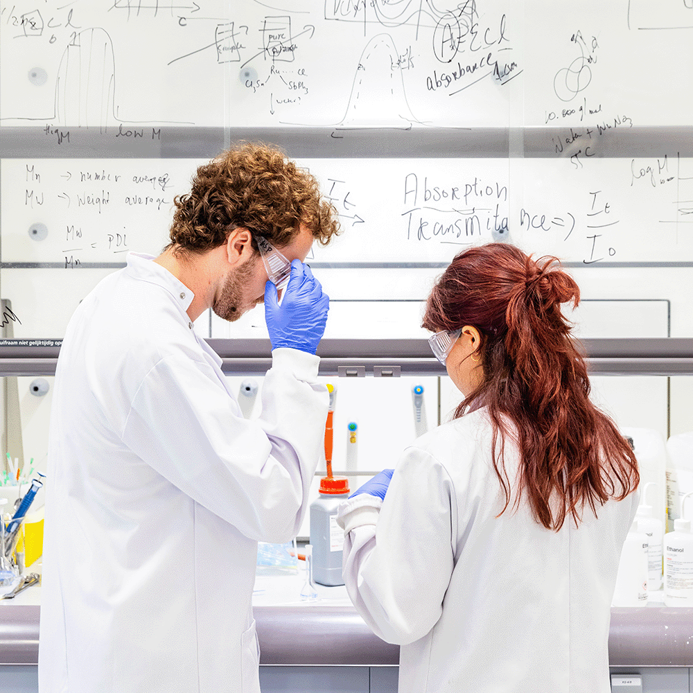 Two students in the lab