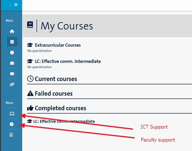 Student Portal What is new in February 2024 seperate menu items for ICT support and Faculty support