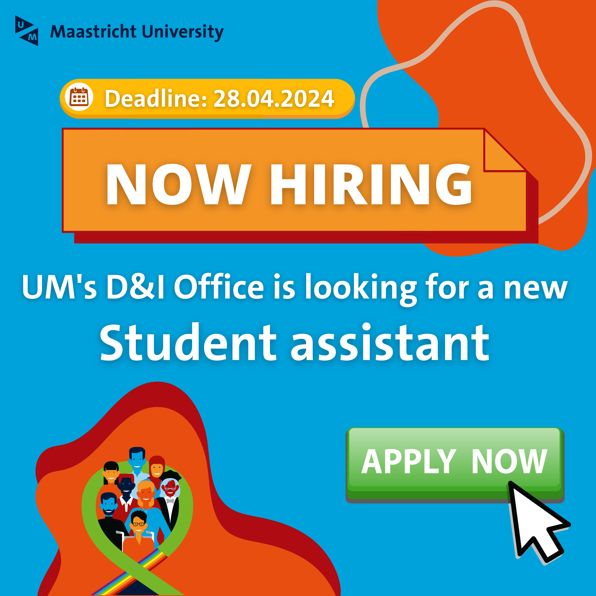 Graphic for vacancy for a new student assistant for Maastricht University Diversity and Inclusivity Office. 
