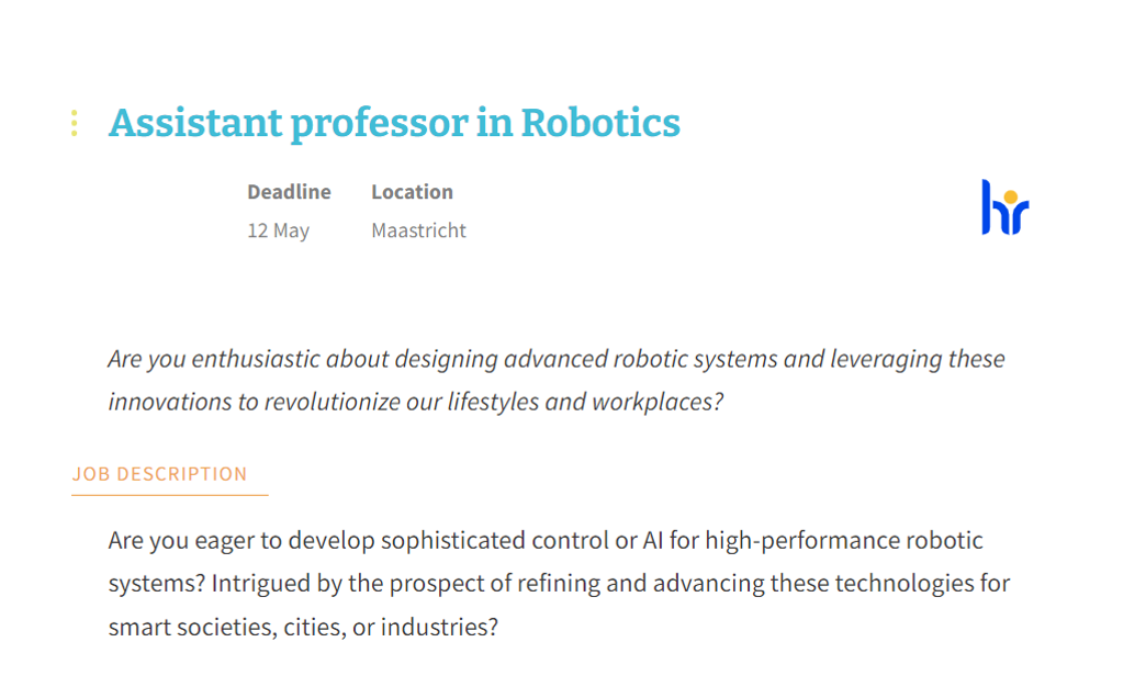 Assistant Professor in Robotics