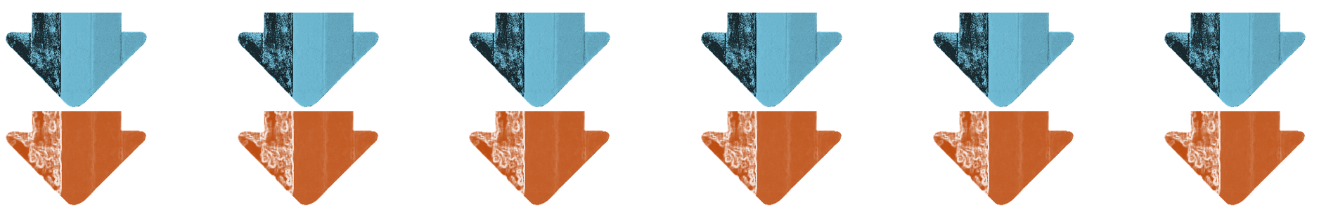 two rows of arrows pointing down