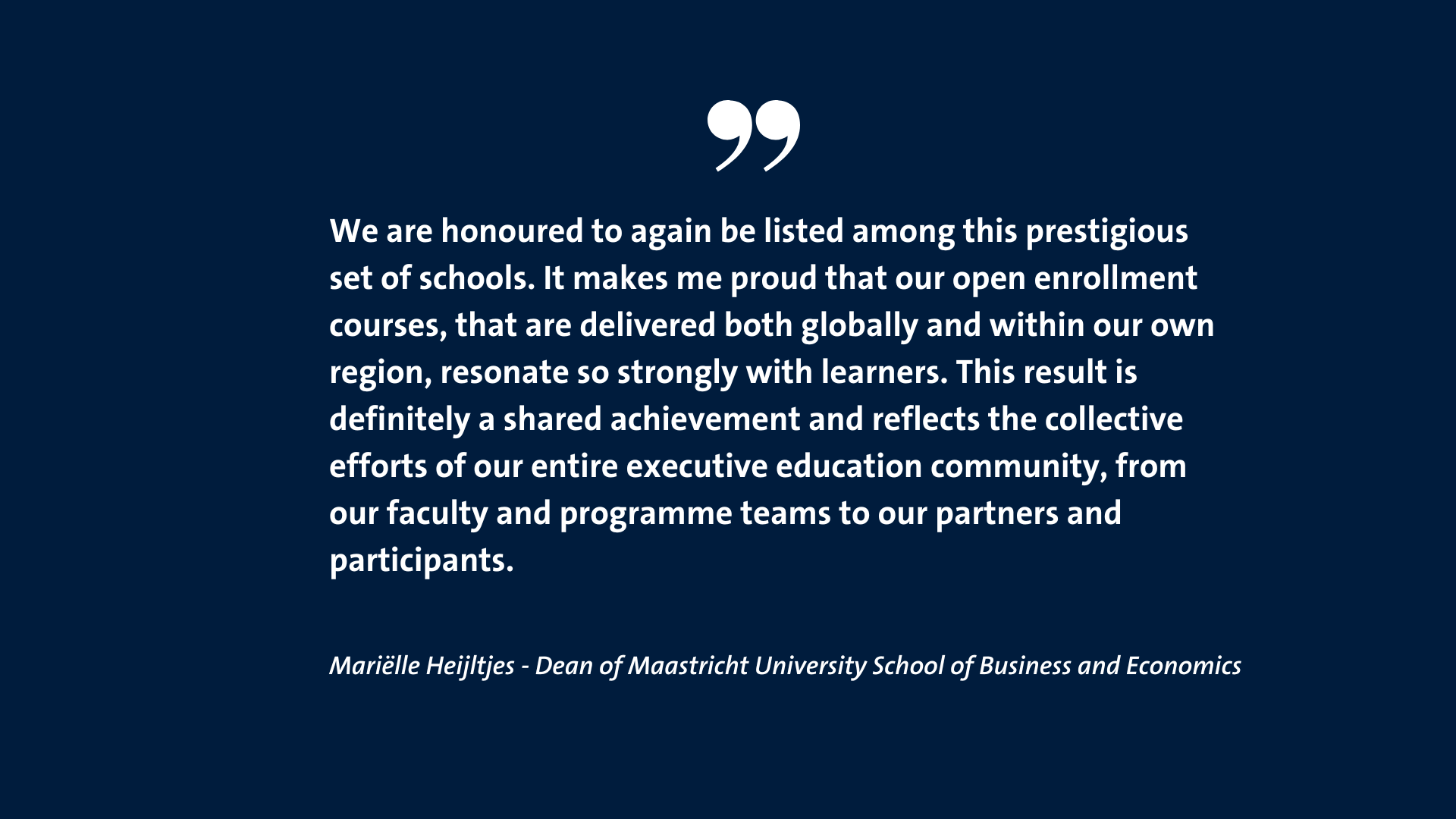 Mariëlle Heijltjes - Dean of Maastricht University School of Business and Economics