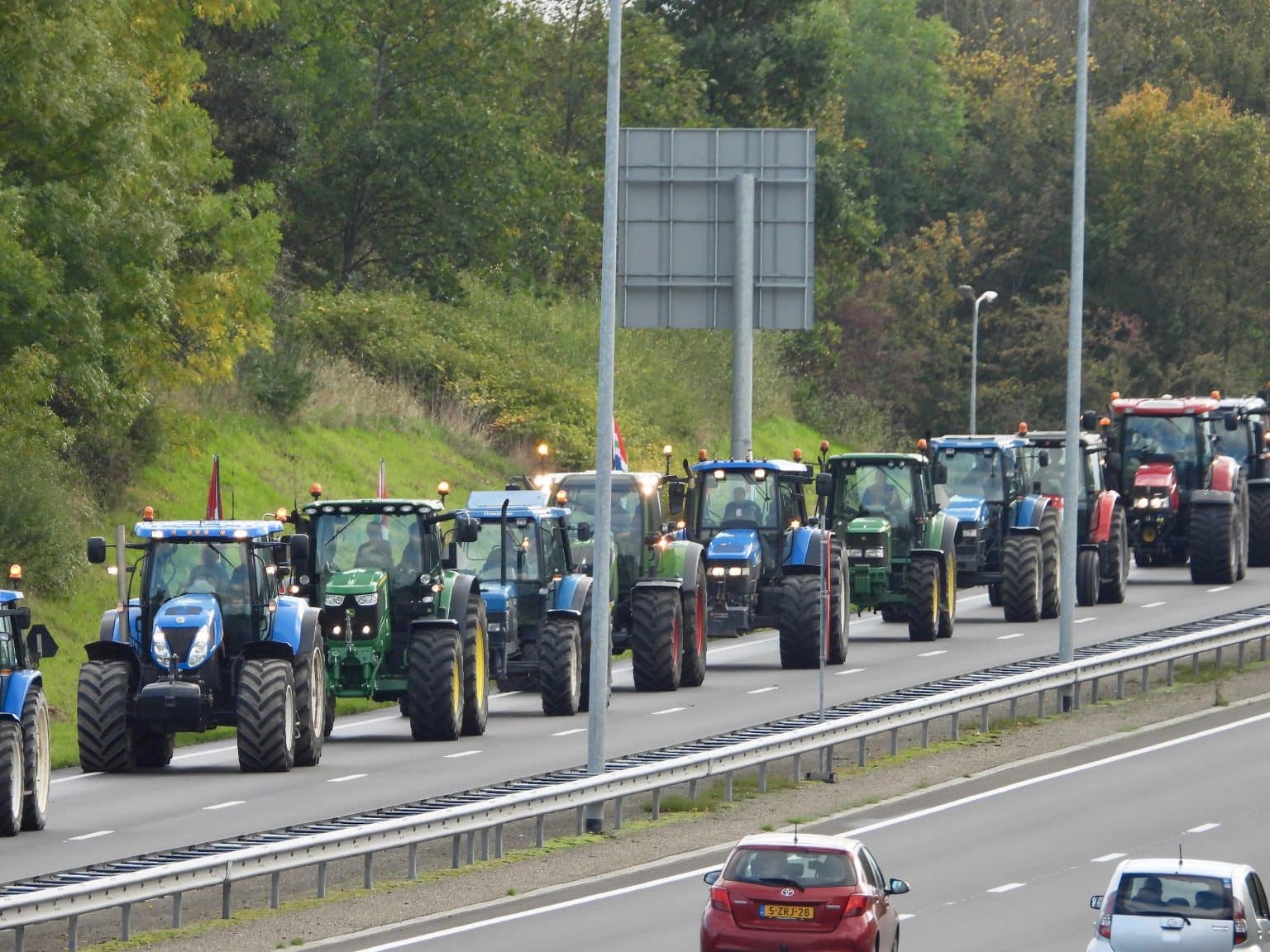 Tractoren tijdens boerenprotest
