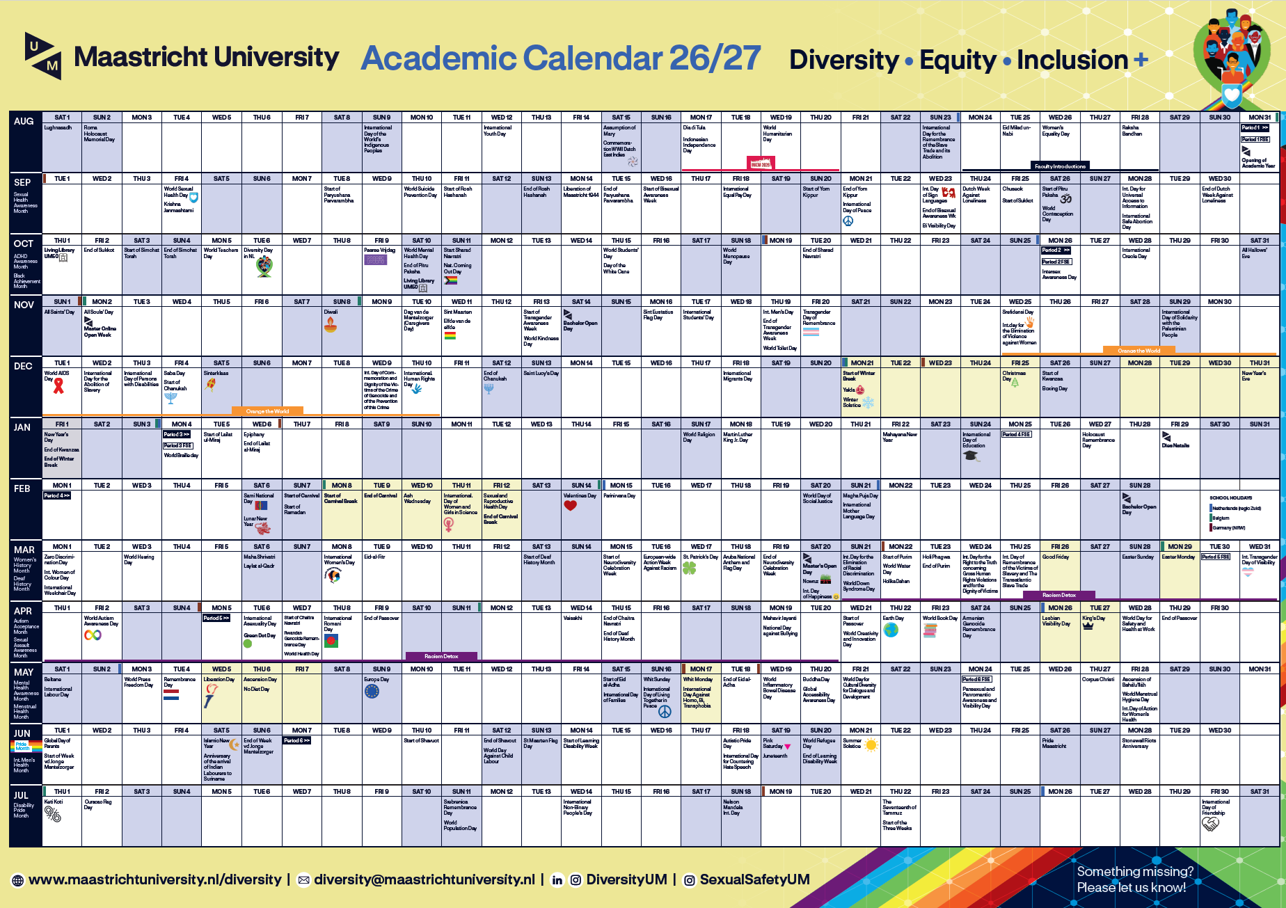 DEI+ Academic Calendar 2026-2027 image