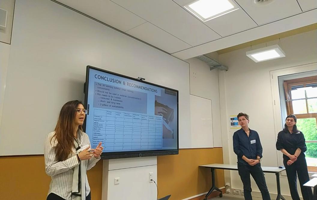 students presenting in a classroom