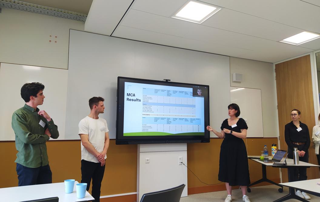 students presenting in a classroom