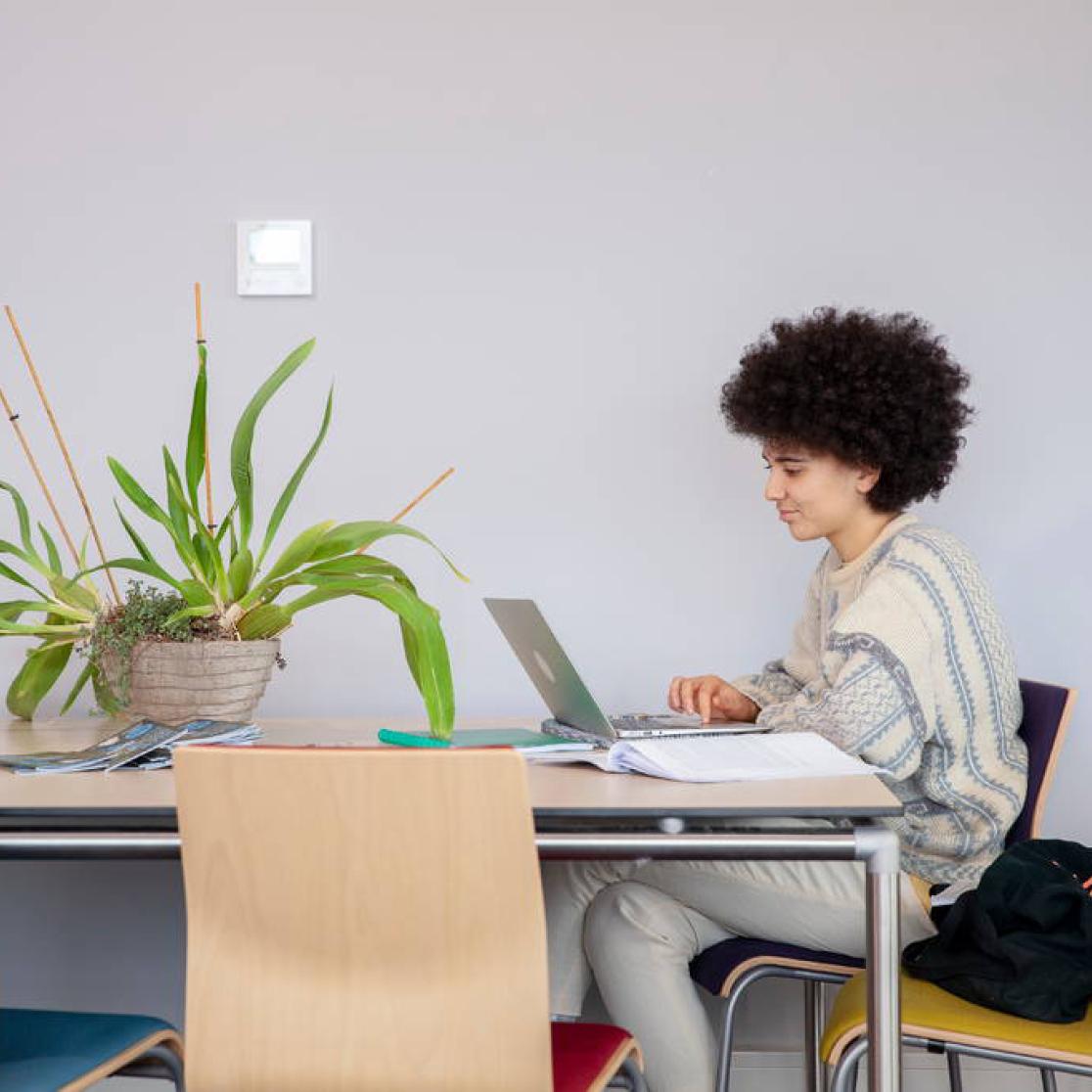 Student in front of a laptop