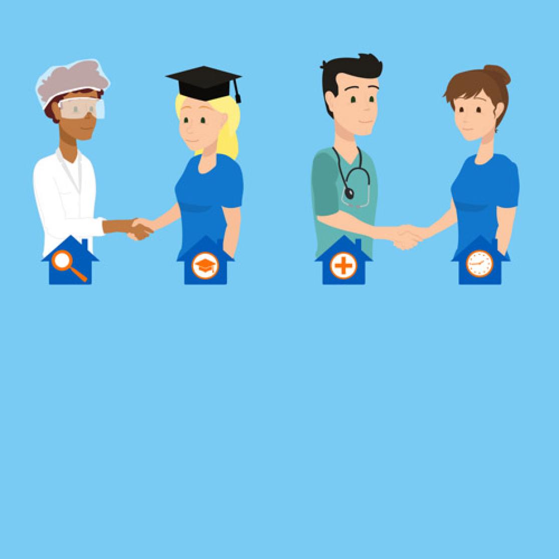 ABOARD visual of medical professionals shaking hands