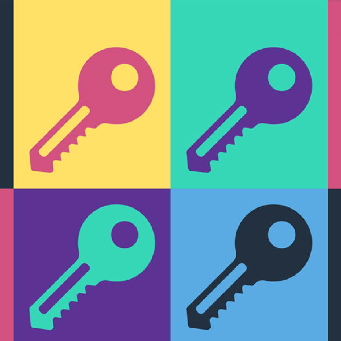 Keys in various colours