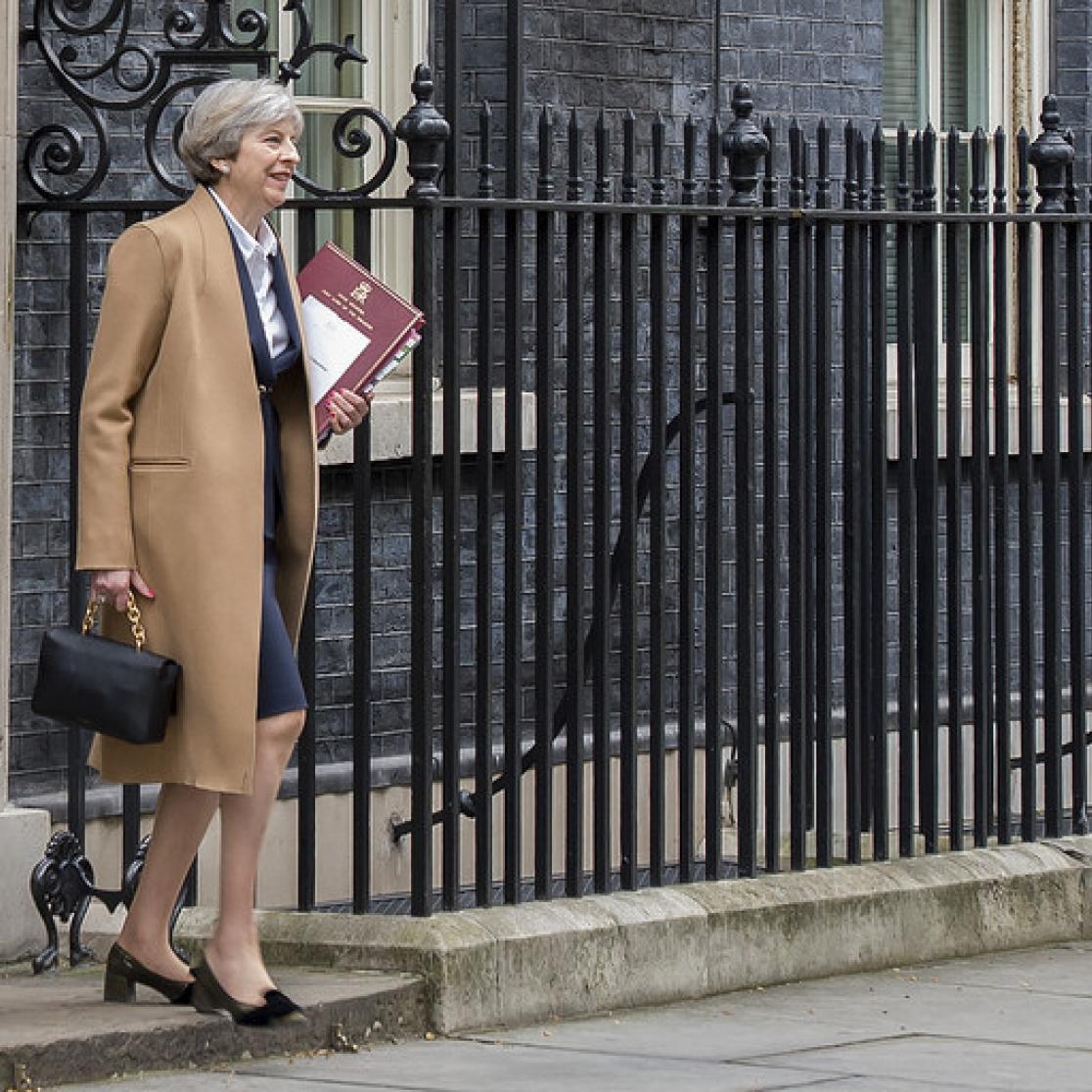 On her way out: Prime Minister Theresa May
