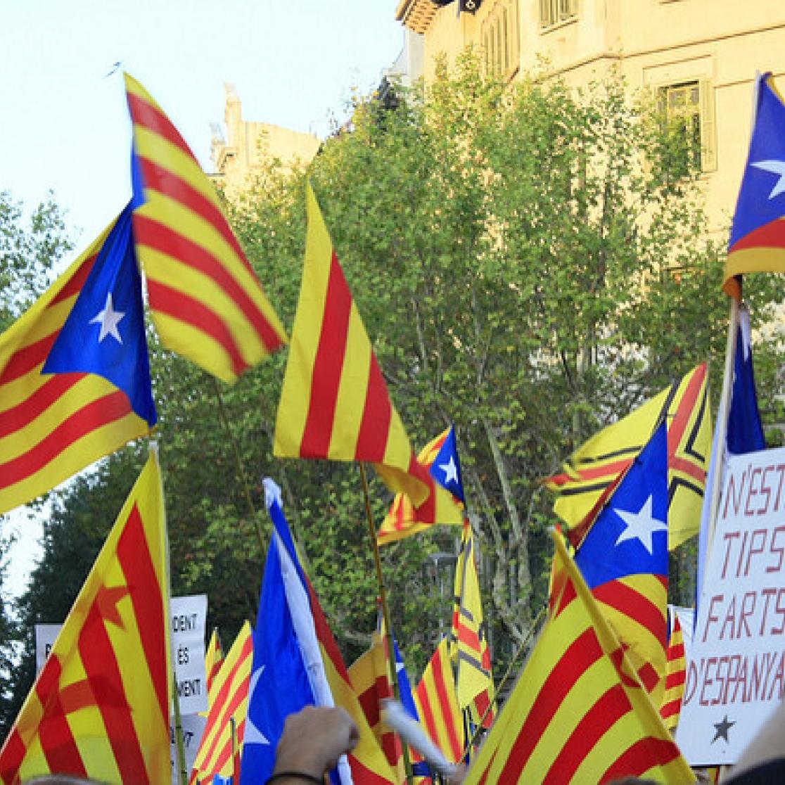 Protestors backing Catalan independence during a demonstration on 11 September 2012: The status of the region has emerged as an increasingly contentious issue in the past few years