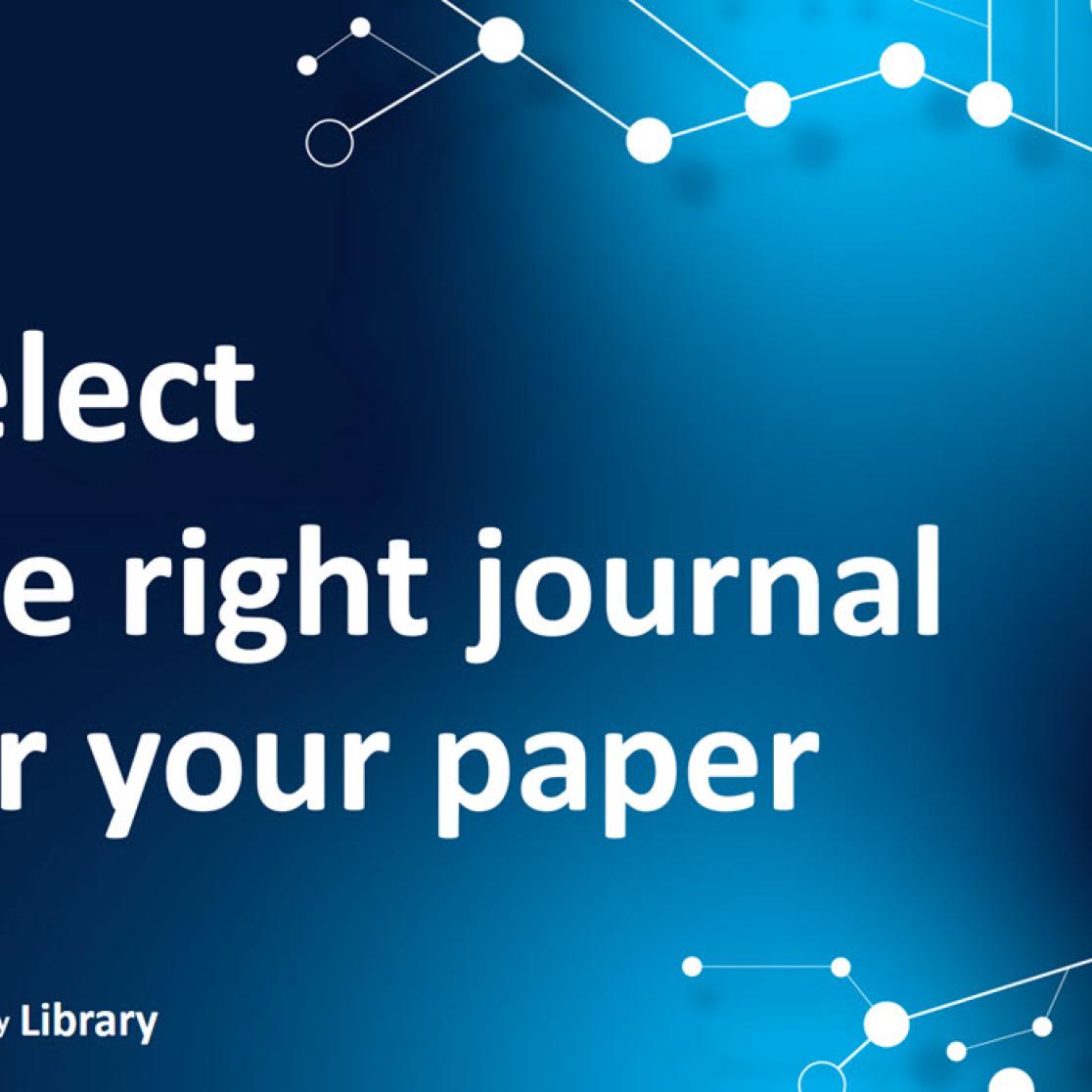 Select the right journal for your paper