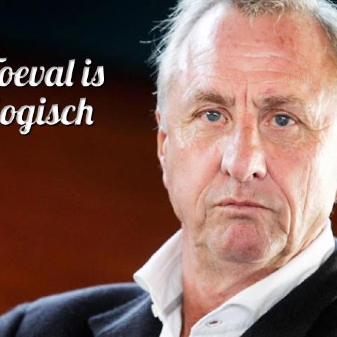Afbeelding Johan Cruijff, tekst 'Toeval is logisch'