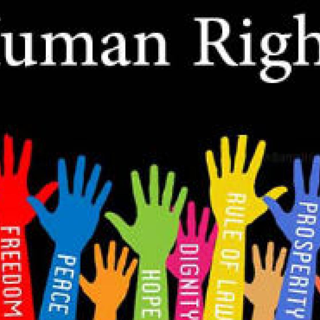 Human Rights waving hands