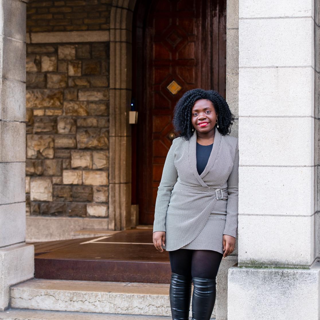 Nozizwe Dube in front of the Law faculty_doorstep