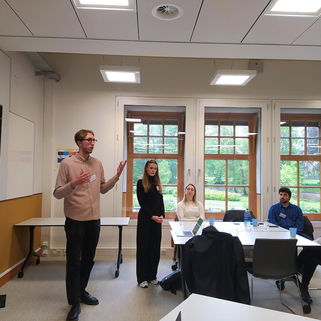 students presenting in a classroom