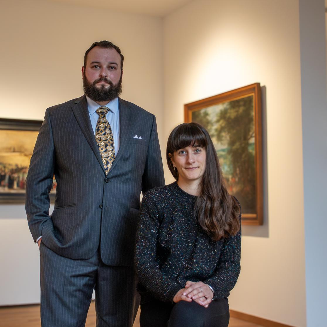 Two researchers in a museum