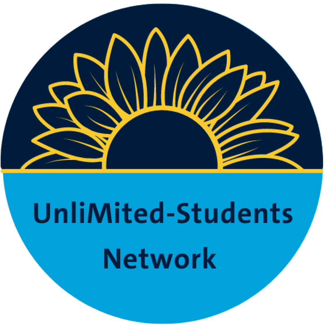Image with sunflower and UnliMited-Students Network written in blue letters