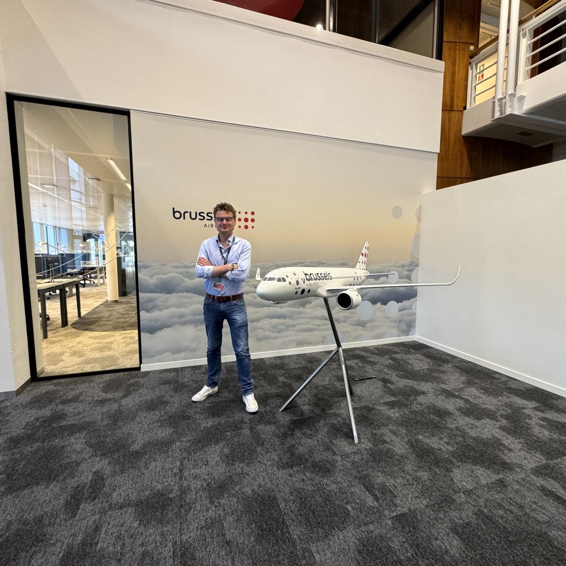 Charles Brichet and model plane