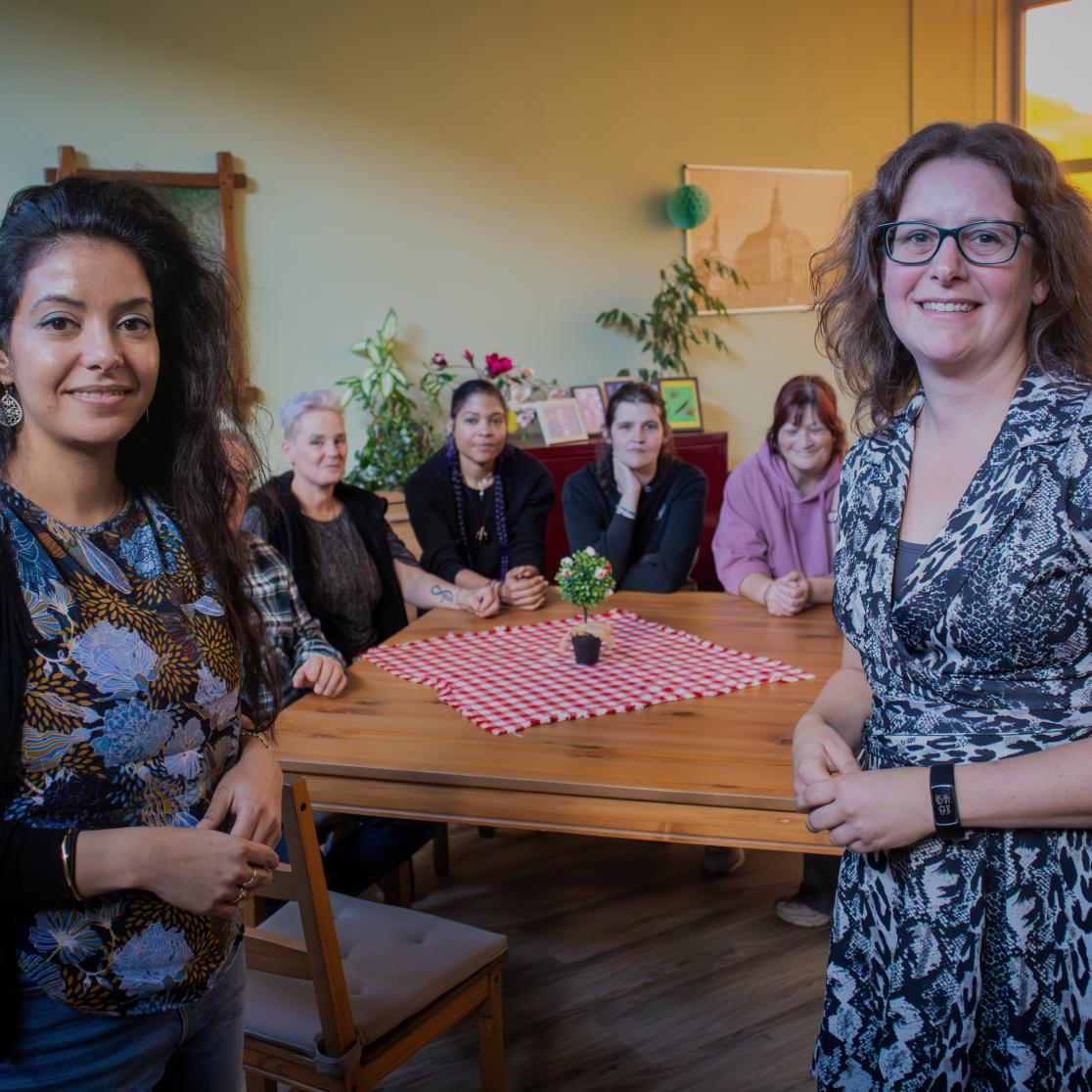 Latifa Abidi and Gera Nagelhout with their focusgroup