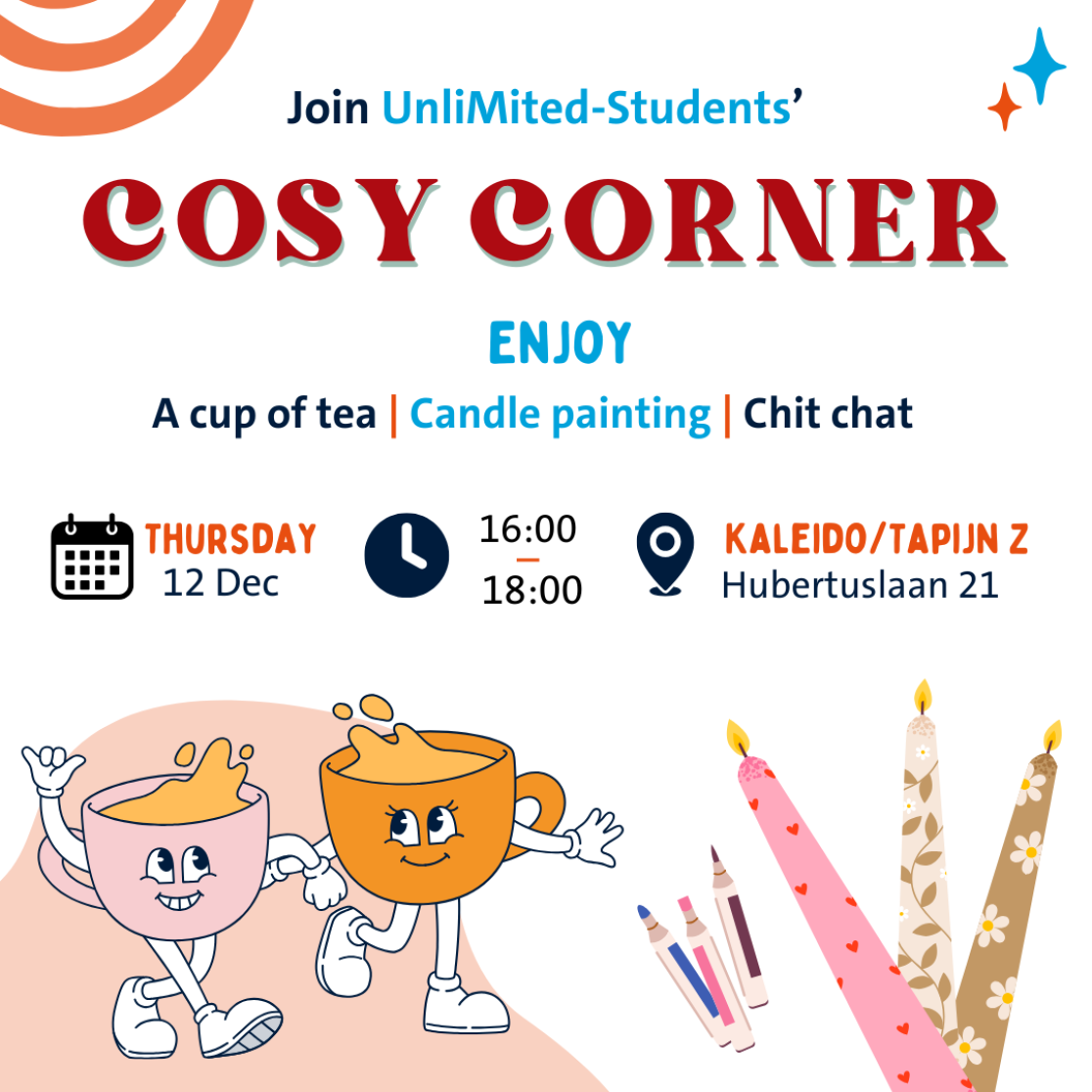 instagram post with pastel images and a repetition of the relvant information about the 'Cosy Corner'