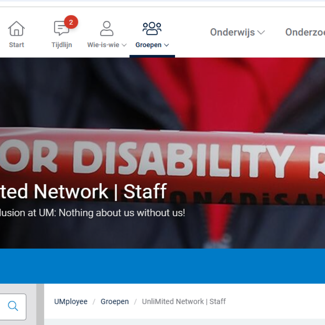screen shot of UnliMited staff home page header