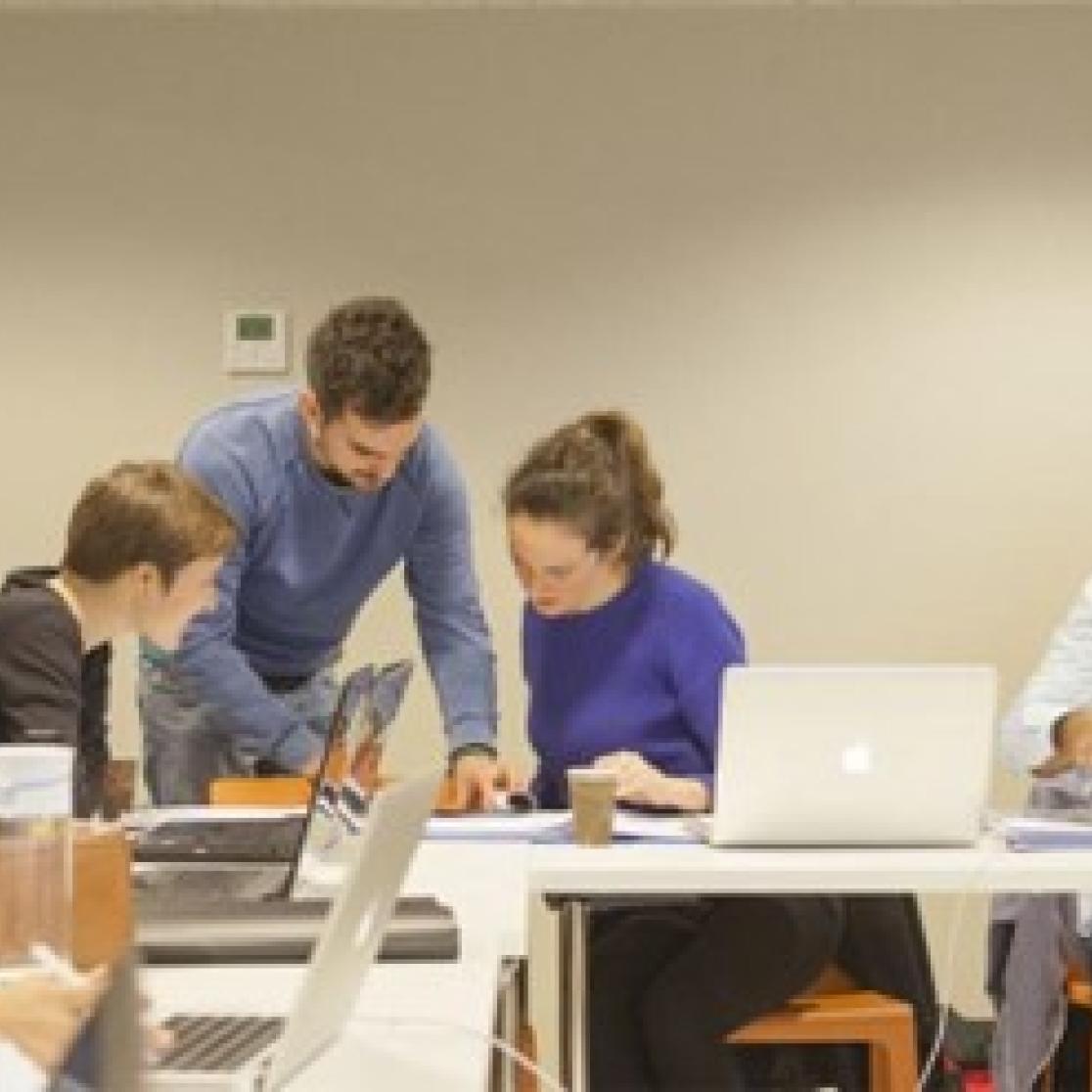 students and laptops