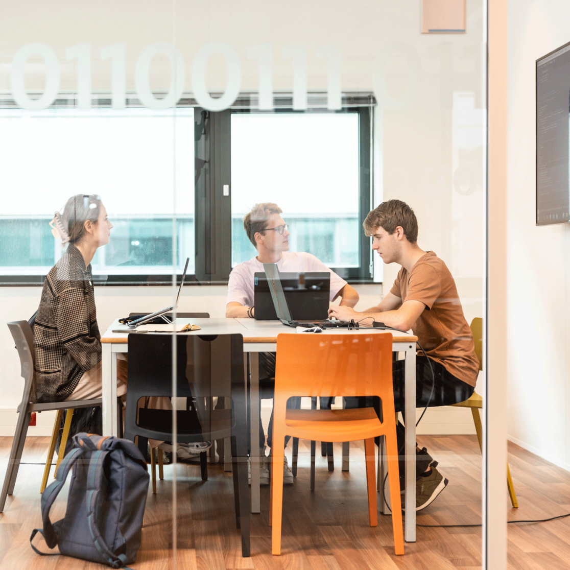 Students working in a project room