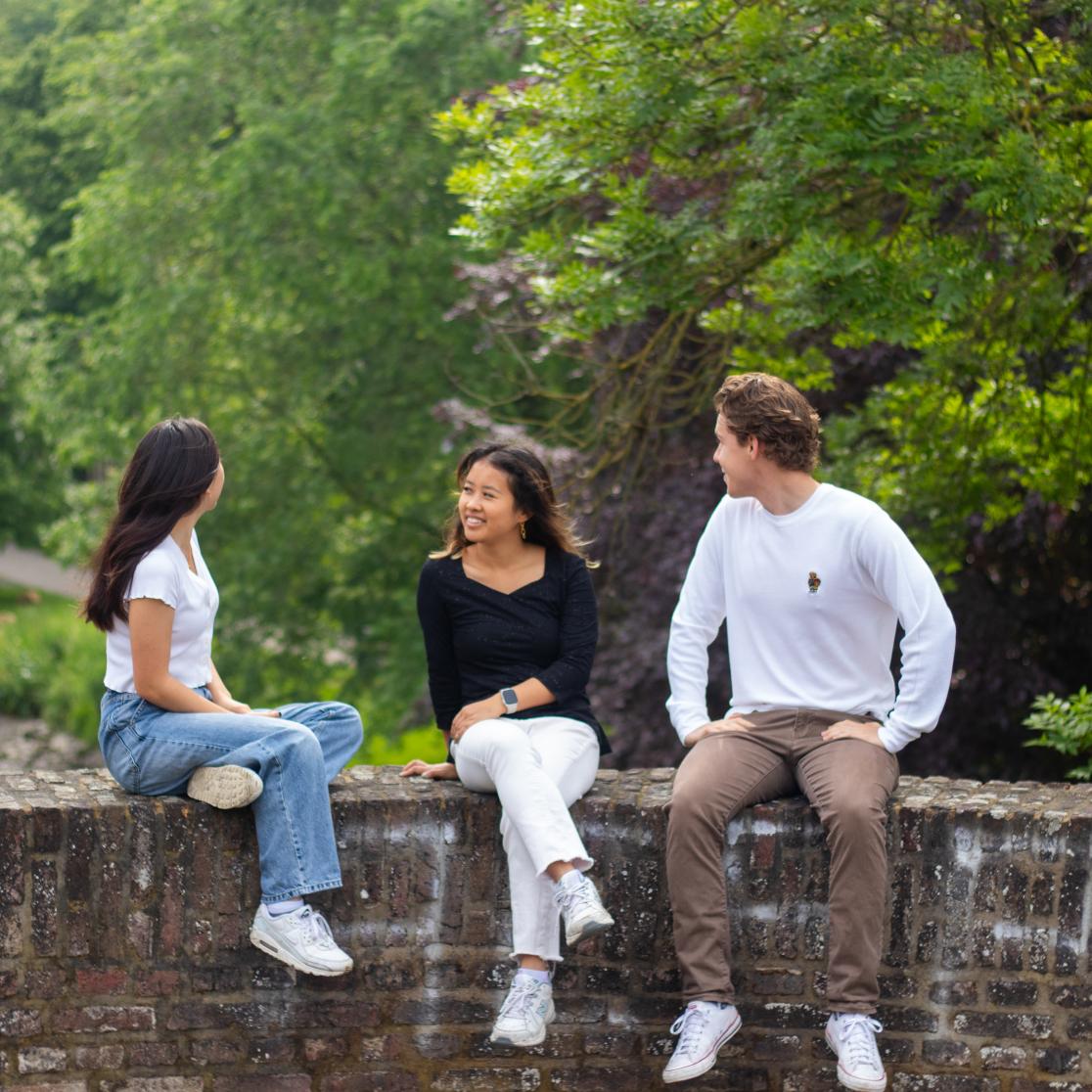 CES students at the old city wall in the city park