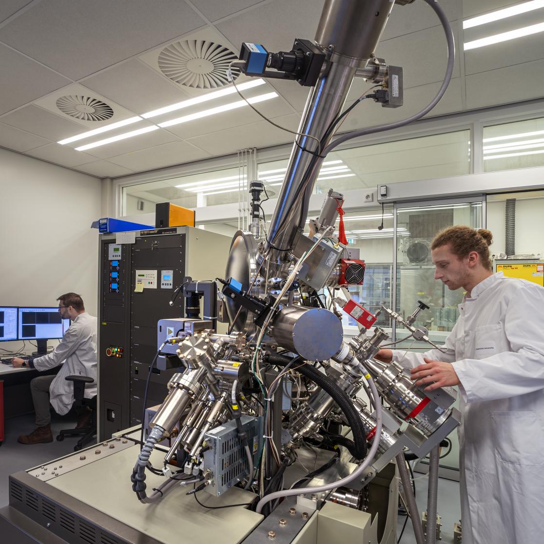 Student working on machine