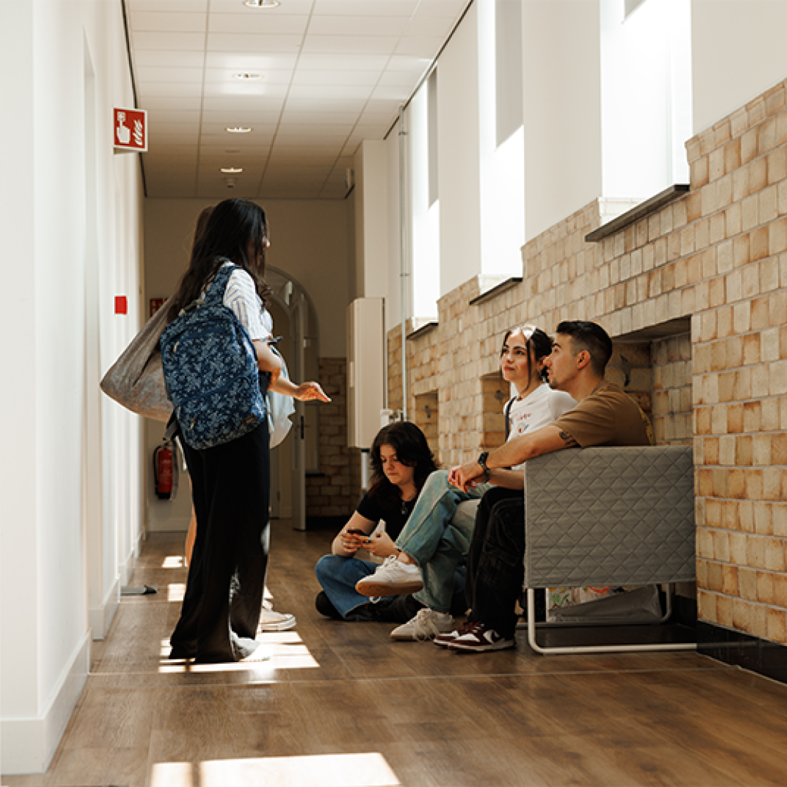 Students hanging out in the hallway