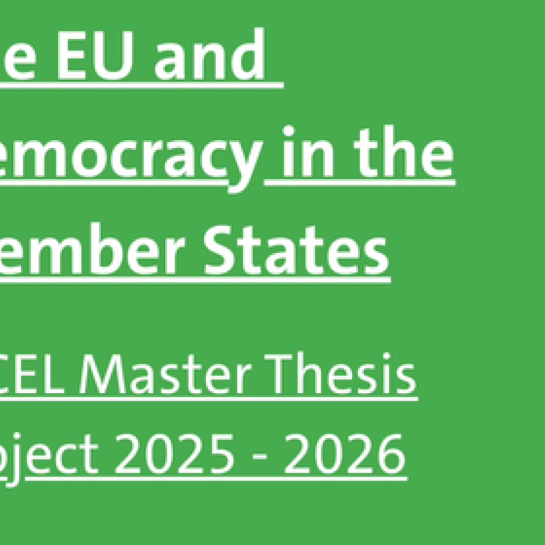 The EU and Democracy in the Member States