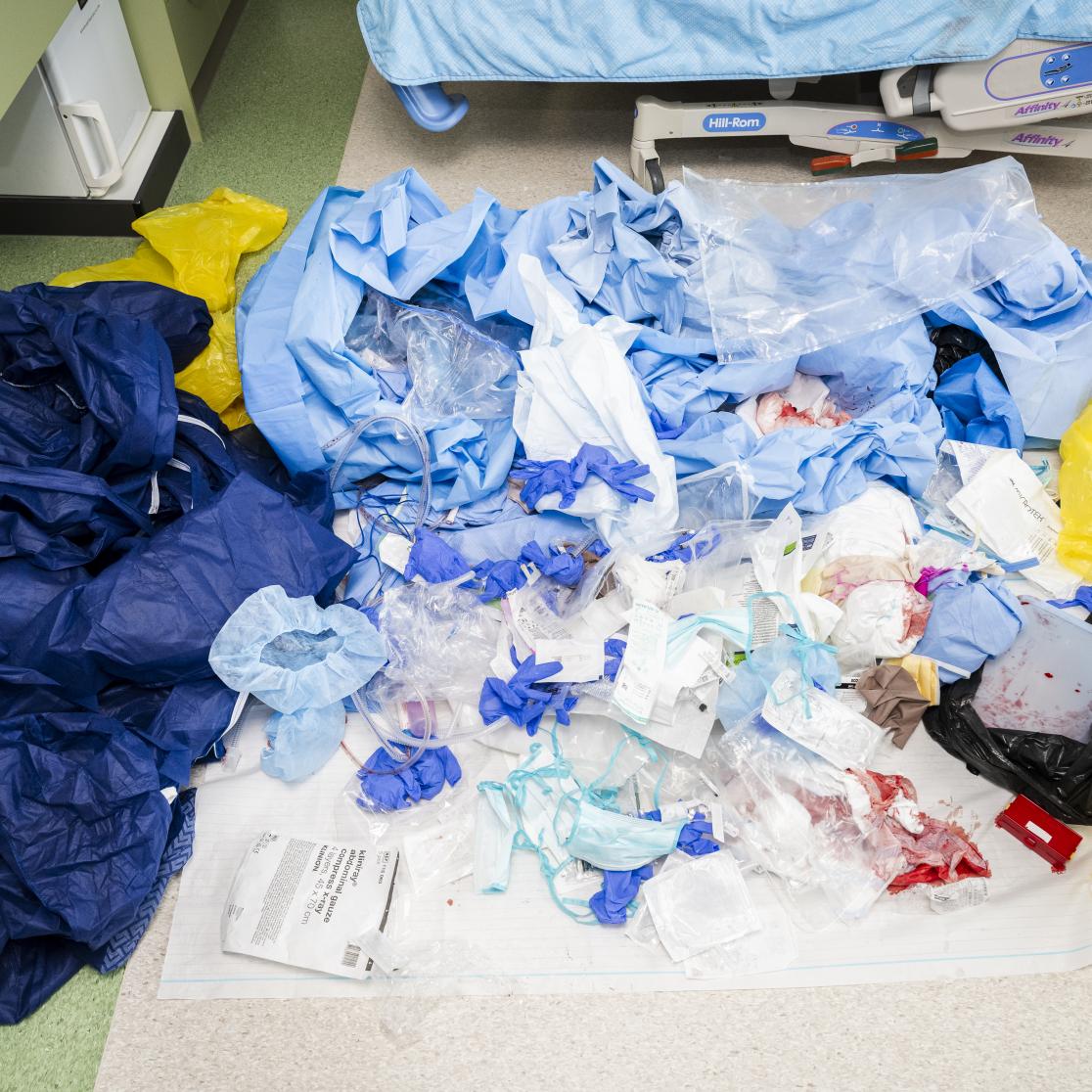 Pile of plastic waste as a result of a single operation in Zuyderland Hospital Heerlen