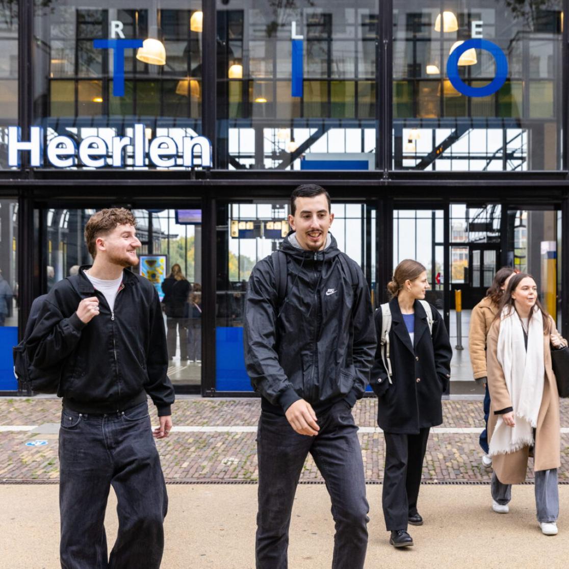 Students in front of Heerlen Station