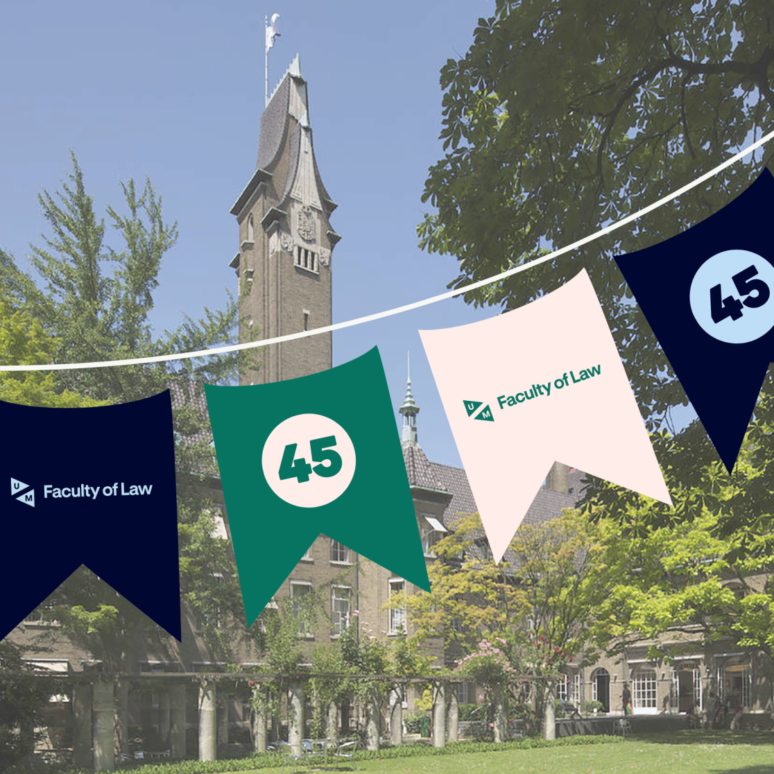 Flags that celebrate the 45th anniversary of the Faculty of Law