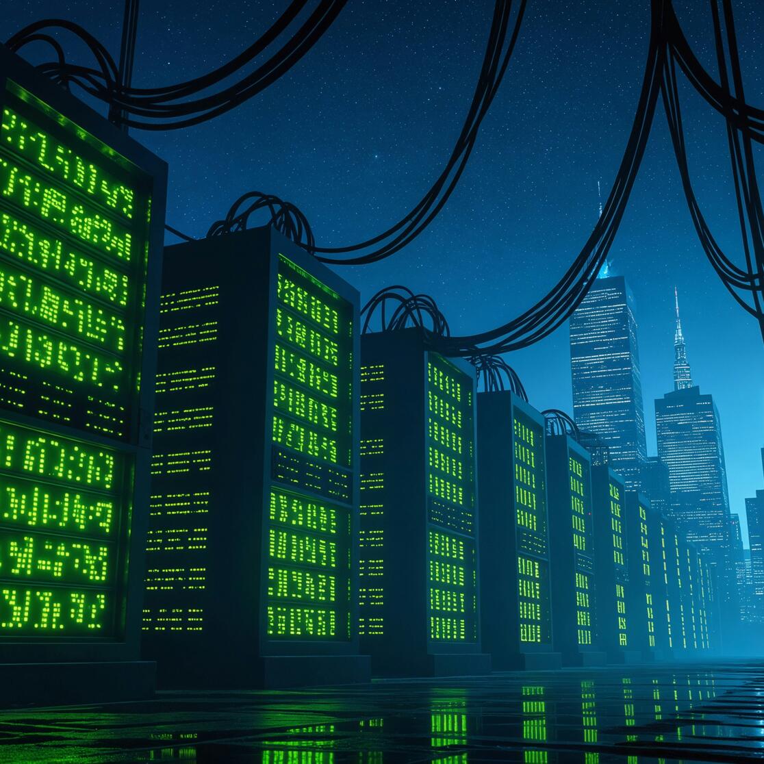 big data computers linked with cables