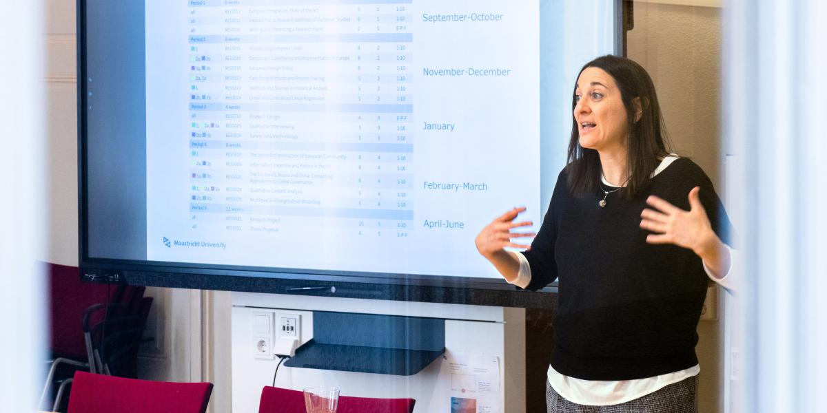 A woman giving a presentation