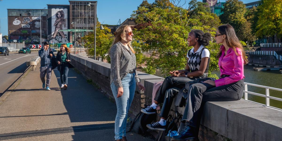 Students chatting outside